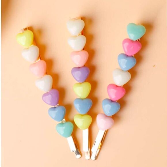 Pastel Hearts Hair Clips - Picture 3 of 5